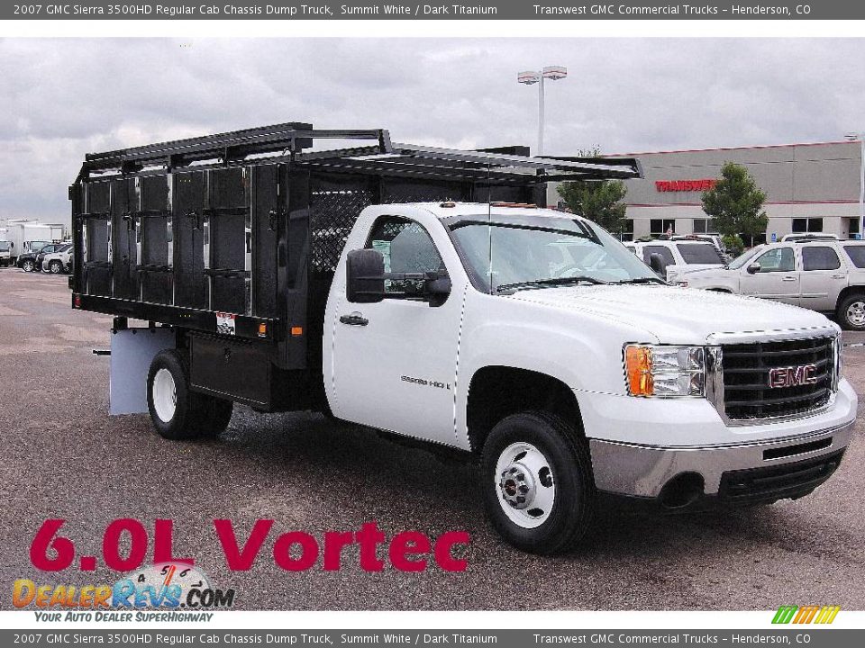 2007 GMC Sierra 3500HD Regular Cab Chassis Dump Truck Summit White / Dark Titanium Photo #1