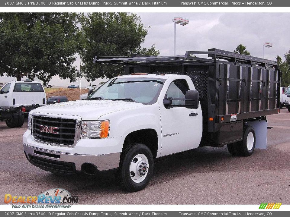 2007 GMC Sierra 3500HD Regular Cab Chassis Dump Truck Summit White / Dark Titanium Photo #3