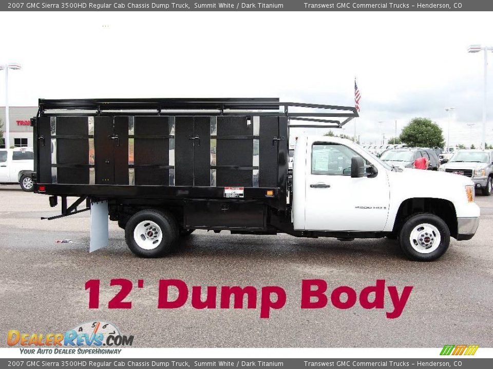 2007 GMC Sierra 3500HD Regular Cab Chassis Dump Truck Summit White / Dark Titanium Photo #8