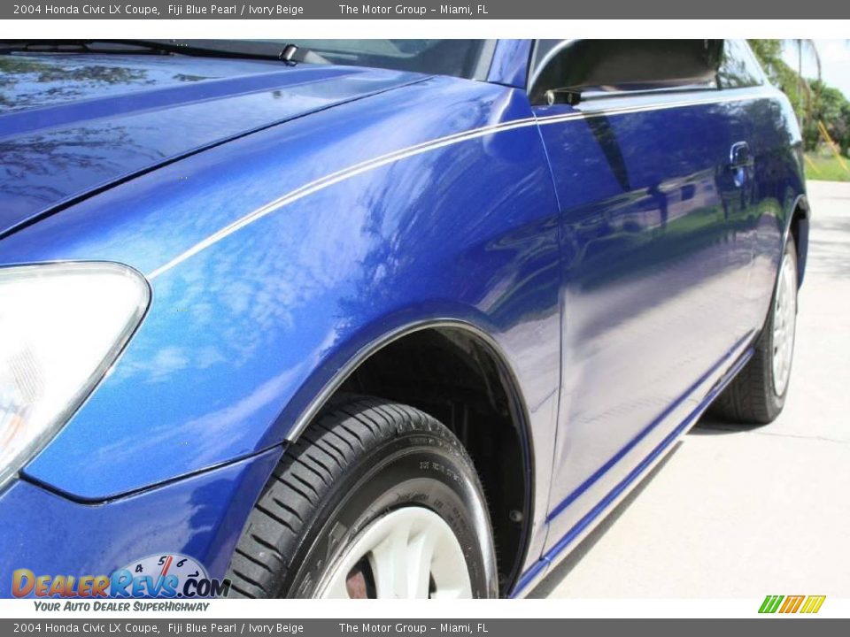 2004 Honda Civic LX Coupe Fiji Blue Pearl / Ivory Beige Photo #13