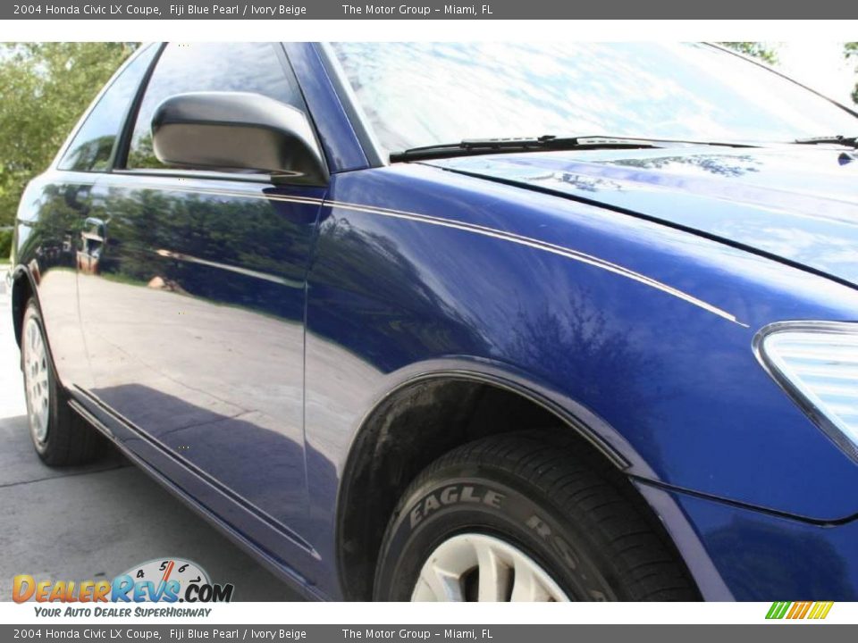 2004 Honda Civic LX Coupe Fiji Blue Pearl / Ivory Beige Photo #14