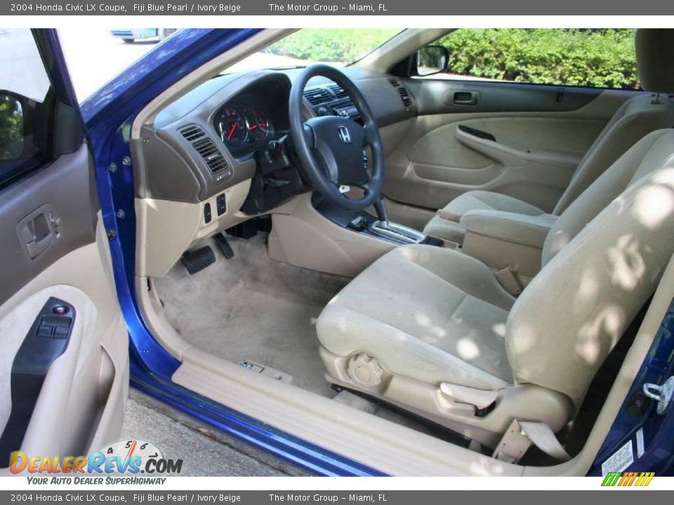 2004 Honda Civic LX Coupe Fiji Blue Pearl / Ivory Beige Photo #31