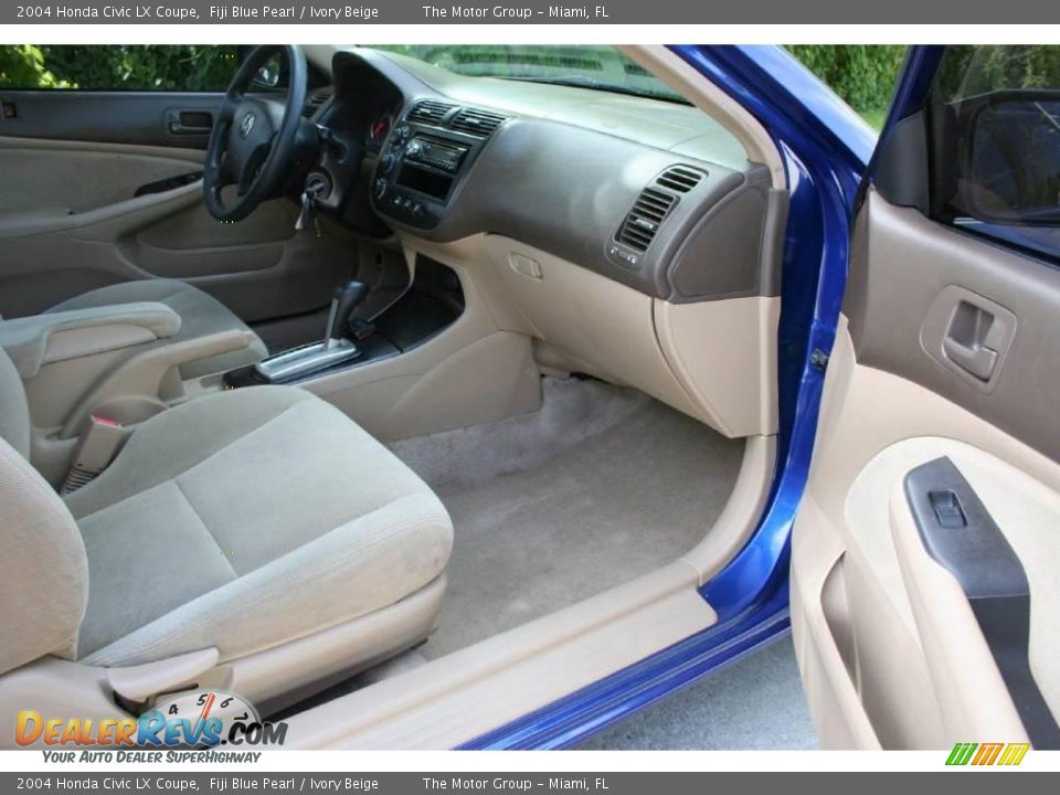 2004 Honda Civic LX Coupe Fiji Blue Pearl / Ivory Beige Photo #32