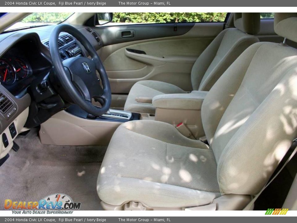 2004 Honda Civic LX Coupe Fiji Blue Pearl / Ivory Beige Photo #35
