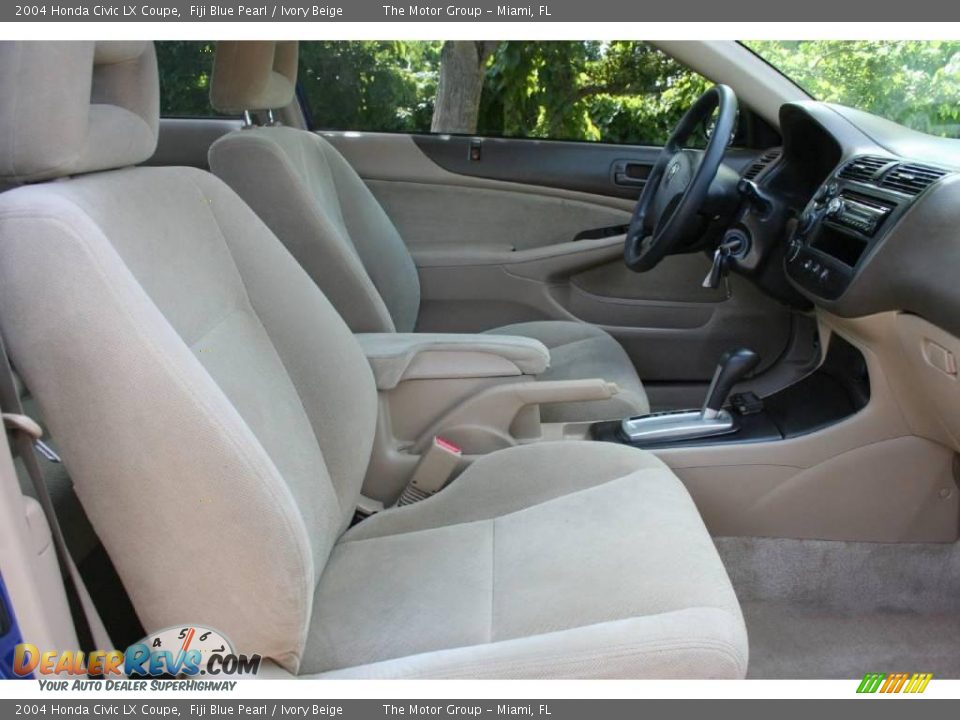2004 Honda Civic LX Coupe Fiji Blue Pearl / Ivory Beige Photo #36