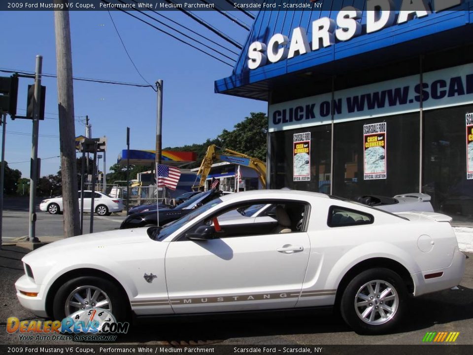 2009 Ford Mustang V6 Coupe Performance White / Medium Parchment Photo #7