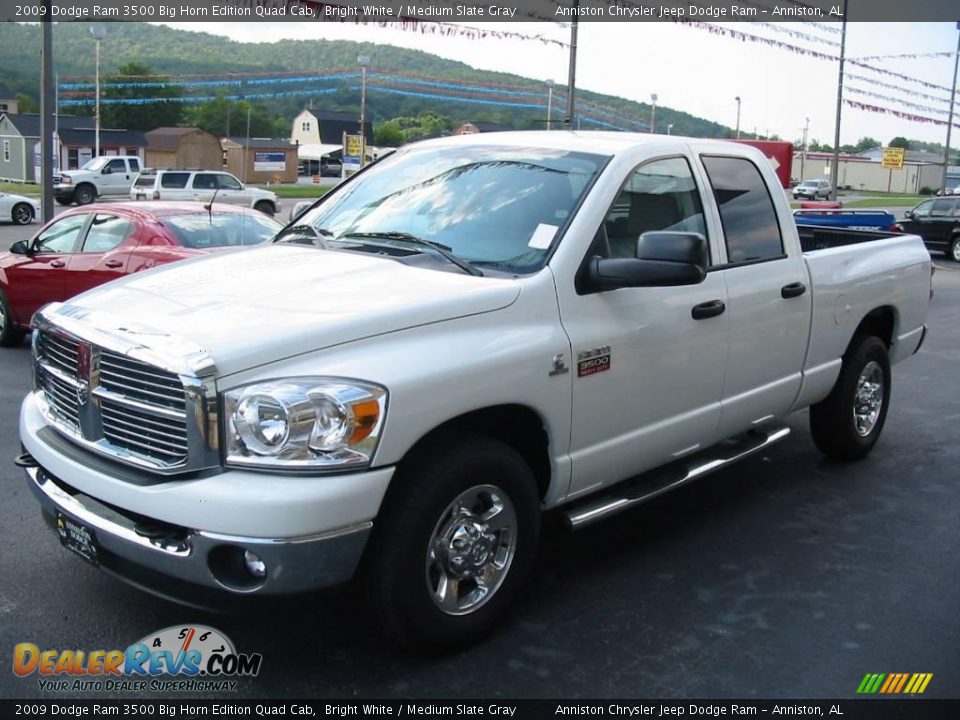2009 Dodge Ram 3500 Big Horn Edition Quad Cab Bright White / Medium Slate Gray Photo #2
