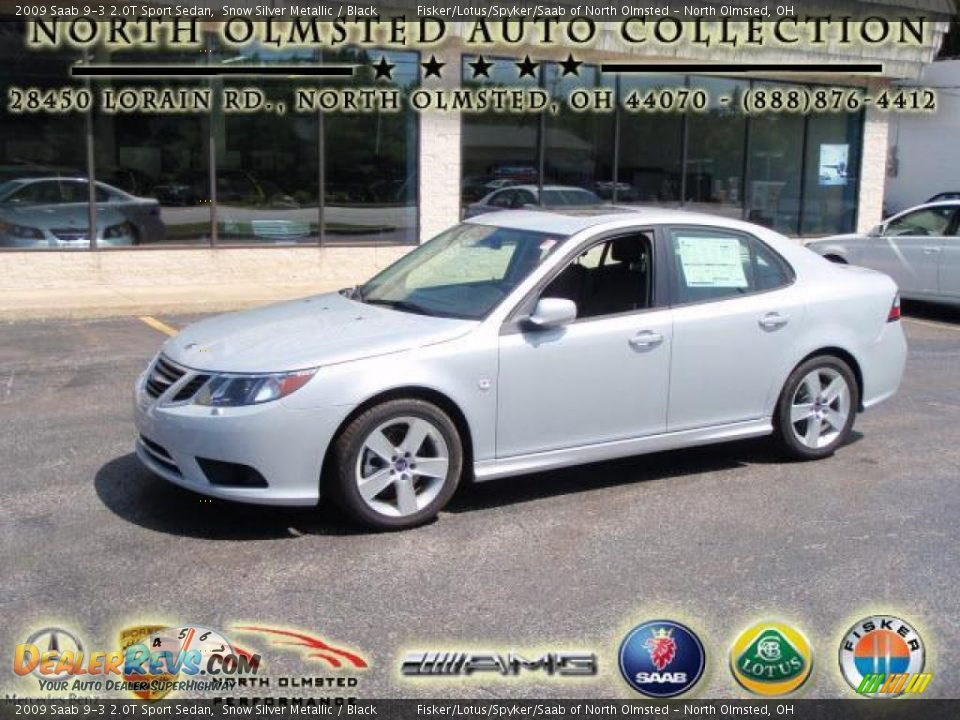 2009 Saab 9-3 2.0T Sport Sedan Snow Silver Metallic / Black Photo #1