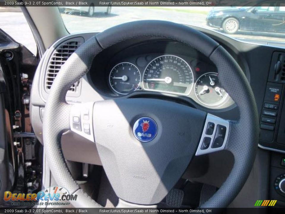 2009 Saab 9-3 2.0T SportCombi Black / Black Photo #9