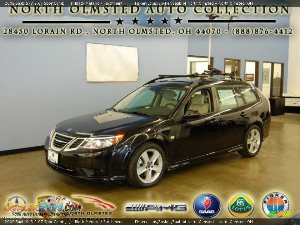 2009 Saab 9-3 2.0T SportCombi Jet Black Metallic / Parchment Photo #1