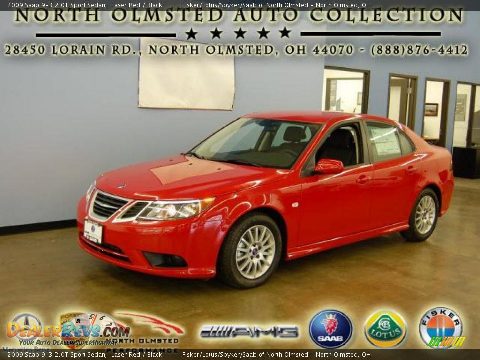 2009 Saab 9-3 2.0T Sport Sedan Laser Red / Black Photo #1