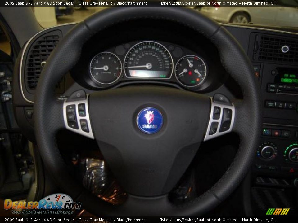 2009 Saab 9-3 Aero XWD Sport Sedan Glass Gray Metallic / Black/Parchment Photo #14