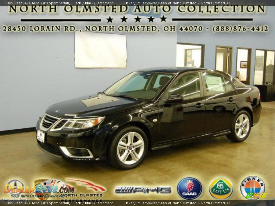 2009 Saab 9-3 Aero XWD Sport Sedan Black / Black/Parchment Photo #1