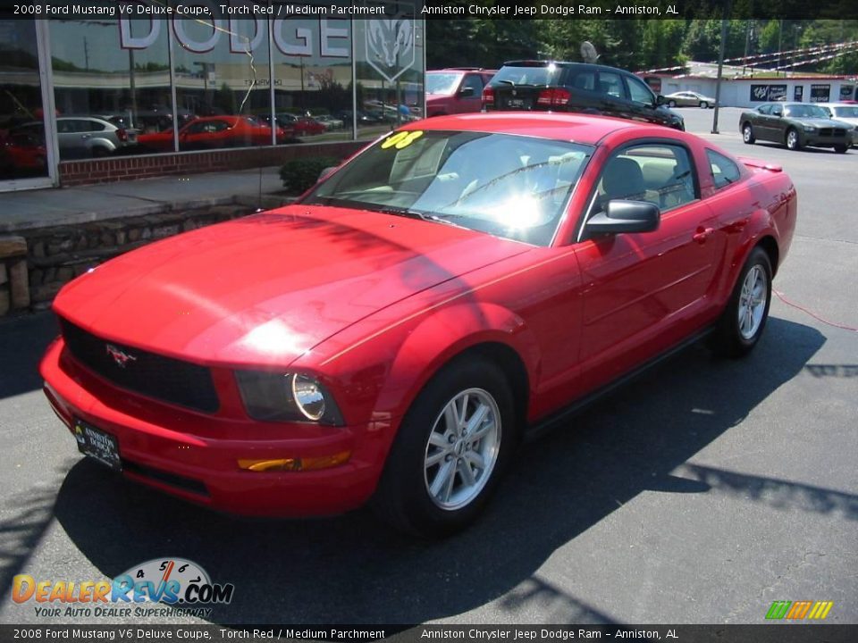 2008 Ford Mustang V6 Deluxe Coupe Torch Red / Medium Parchment Photo #2