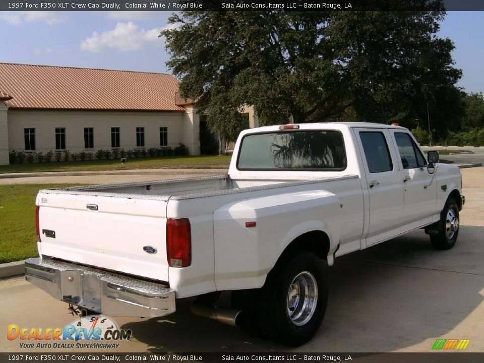 1997 Ford F350 XLT Crew Cab Dually Colonial White / Royal Blue Photo #3