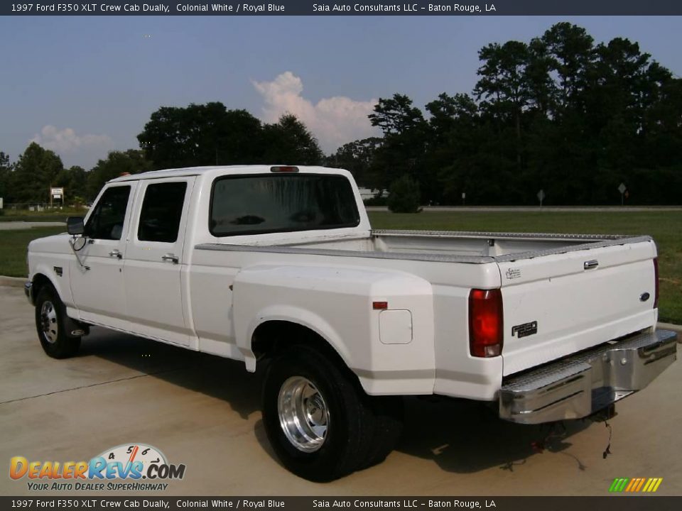 1997 Ford F350 XLT Crew Cab Dually Colonial White / Royal Blue Photo #5