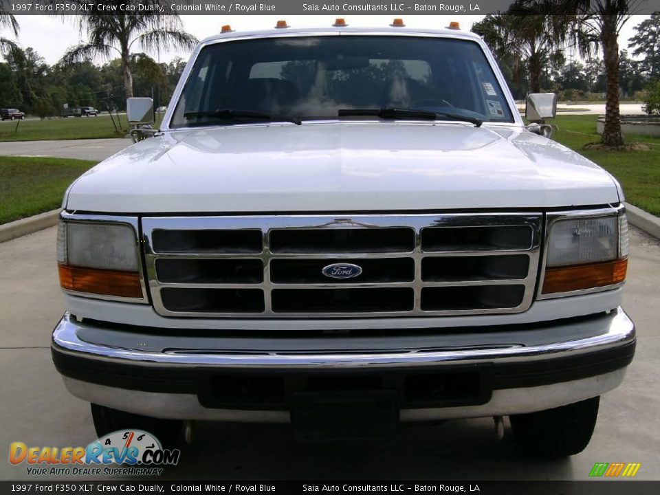 1997 Ford F350 XLT Crew Cab Dually Colonial White / Royal Blue Photo #8