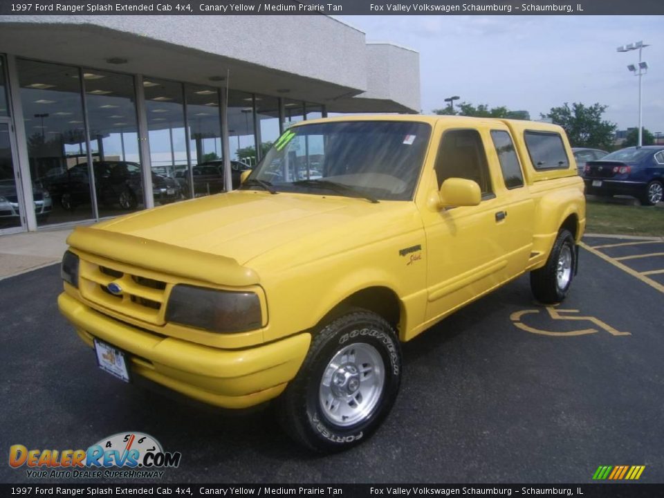 1997 Ford Ranger Splash Extended Cab 4x4 Canary Yellow / Medium Prairie Tan Photo #1