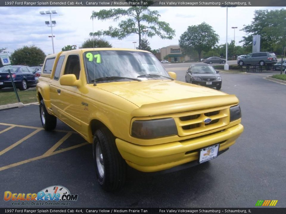 1997 Ford Ranger Splash Extended Cab 4x4 Canary Yellow / Medium Prairie Tan Photo #7