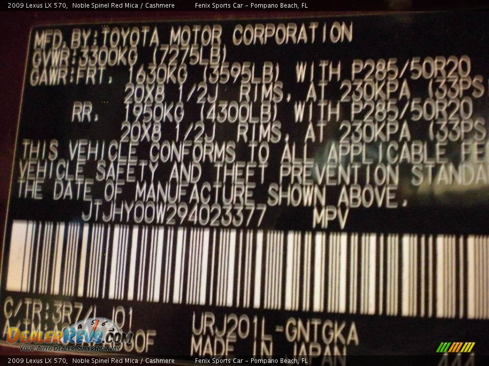 2009 Lexus LX 570 Noble Spinel Red Mica / Cashmere Photo #26