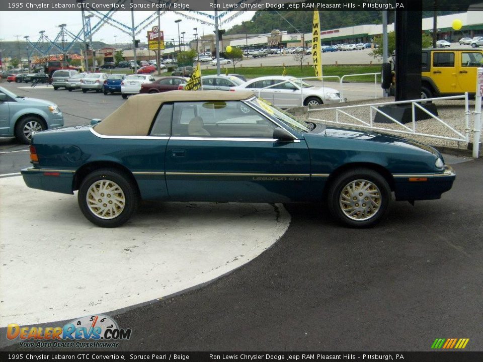 1995 Chrysler Lebaron GTC Convertible Spruce Pearl / Beige Photo #6