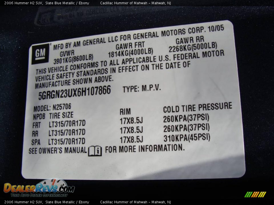 2006 Hummer H2 SUV Slate Blue Metallic / Ebony Photo #28