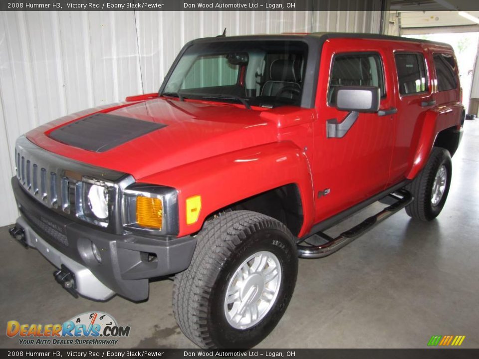 2008 Hummer H3 Victory Red / Ebony Black/Pewter Photo #2