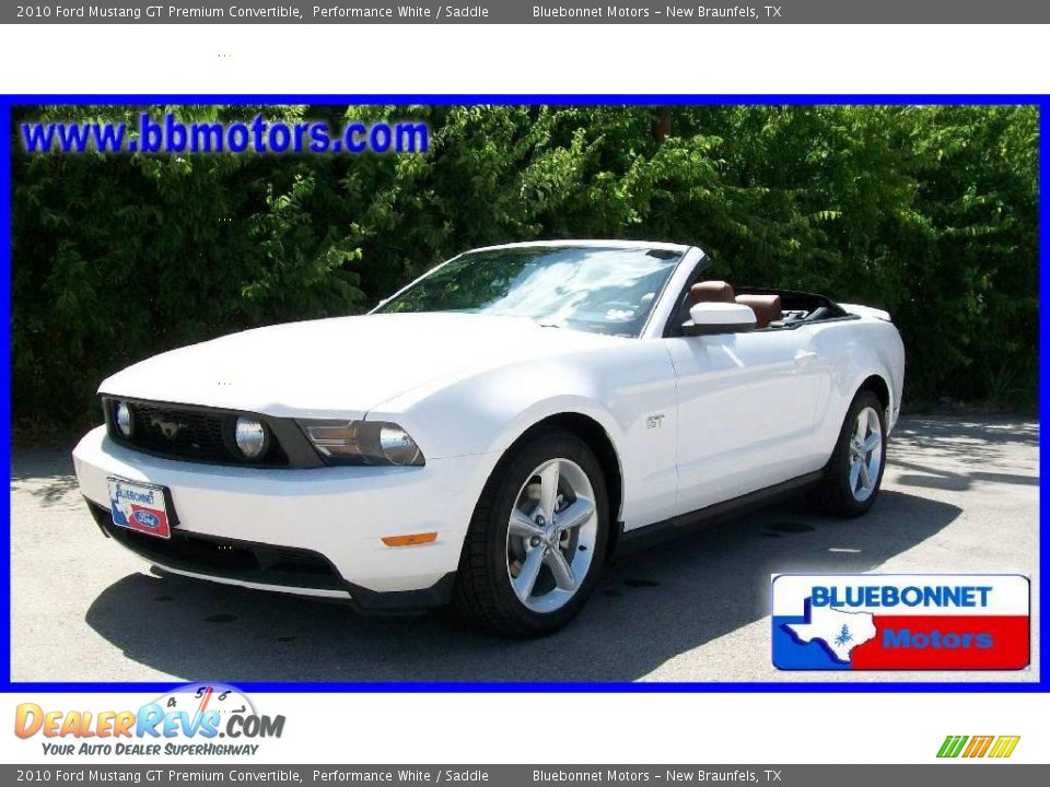 2010 Ford Mustang GT Premium Convertible Performance White / Saddle Photo #1