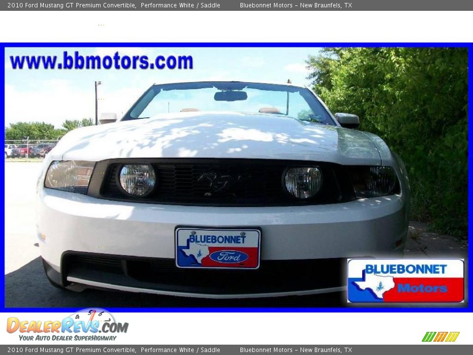 2010 Ford Mustang GT Premium Convertible Performance White / Saddle Photo #2