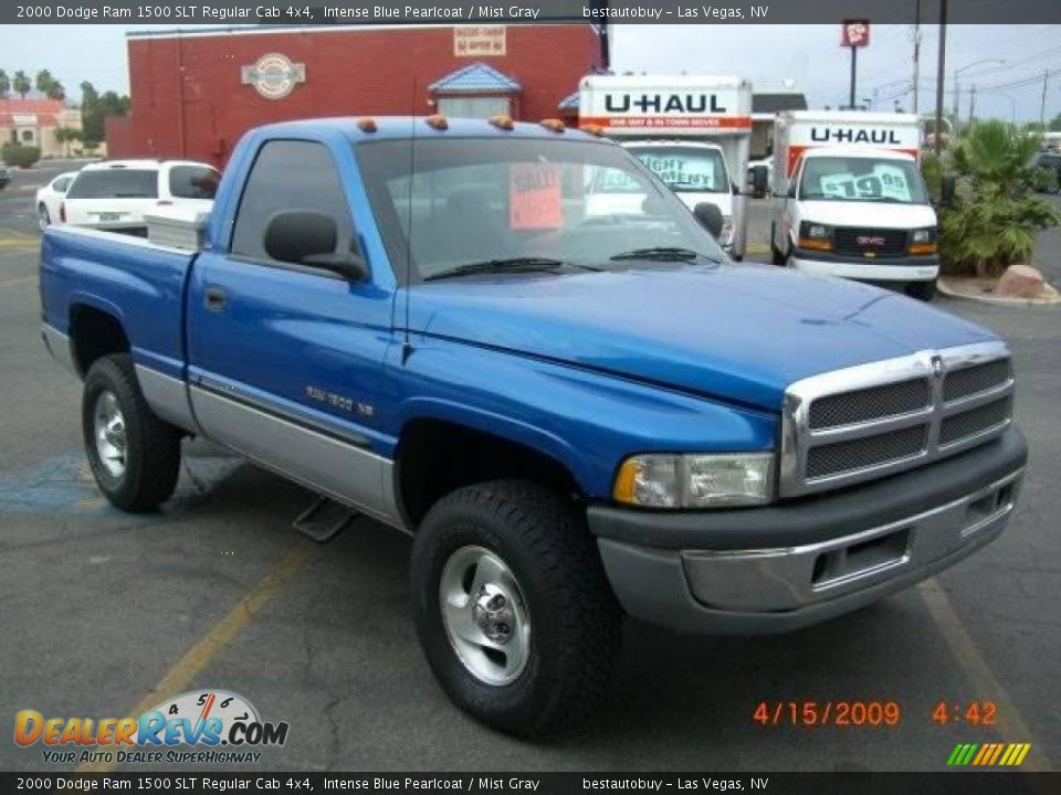 2000 Dodge Ram 1500 SLT Regular Cab 4x4 Intense Blue Pearlcoat / Mist Gray Photo #11