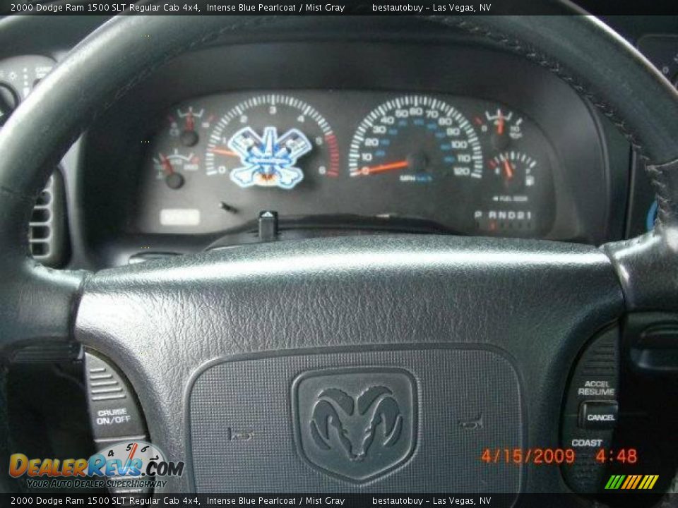 2000 Dodge Ram 1500 SLT Regular Cab 4x4 Intense Blue Pearlcoat / Mist Gray Photo #35