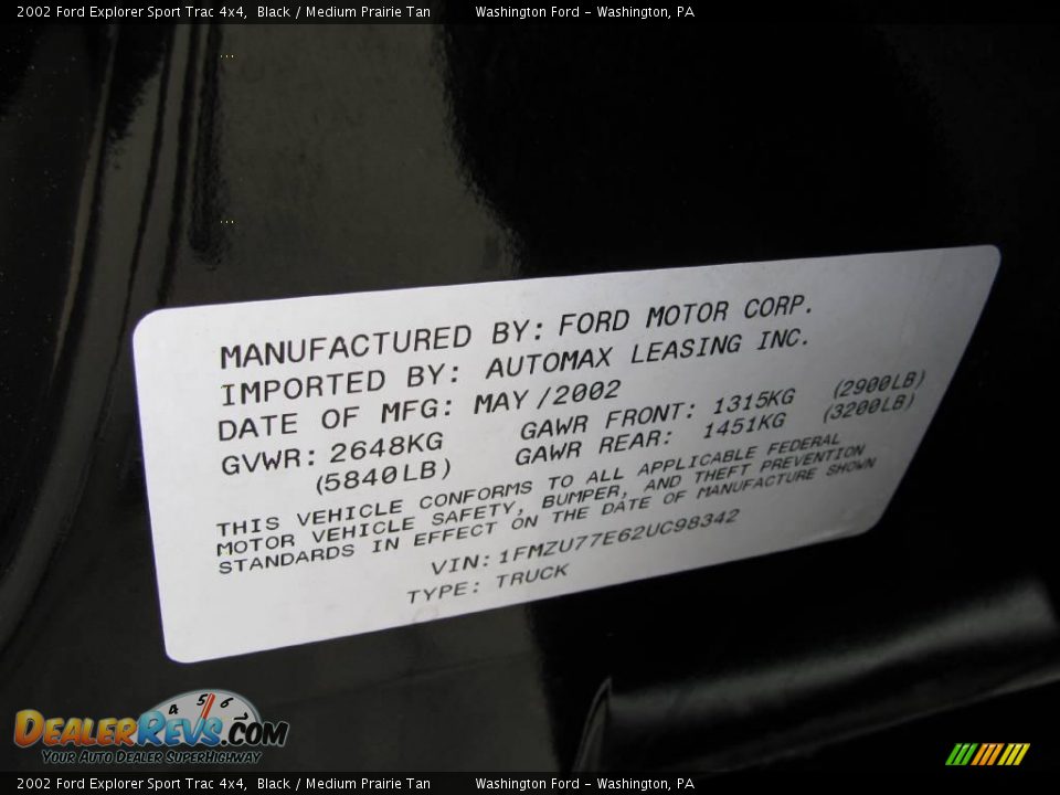 2002 Ford Explorer Sport Trac 4x4 Black / Medium Prairie Tan Photo #20