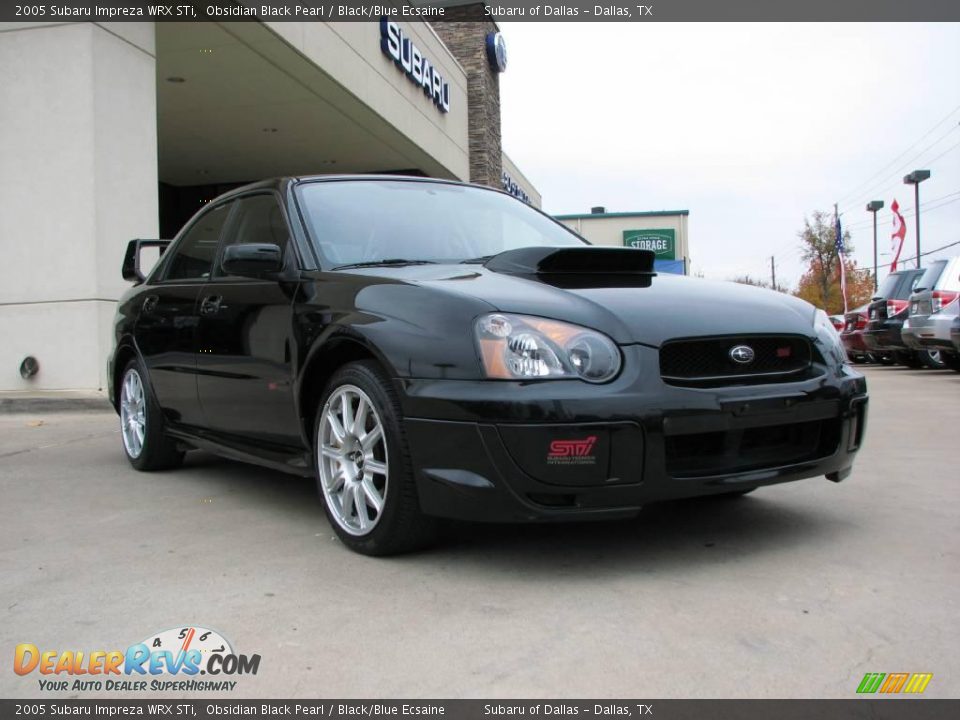 2005 Subaru Impreza WRX STi Obsidian Black Pearl / Black/Blue Ecsaine Photo #1