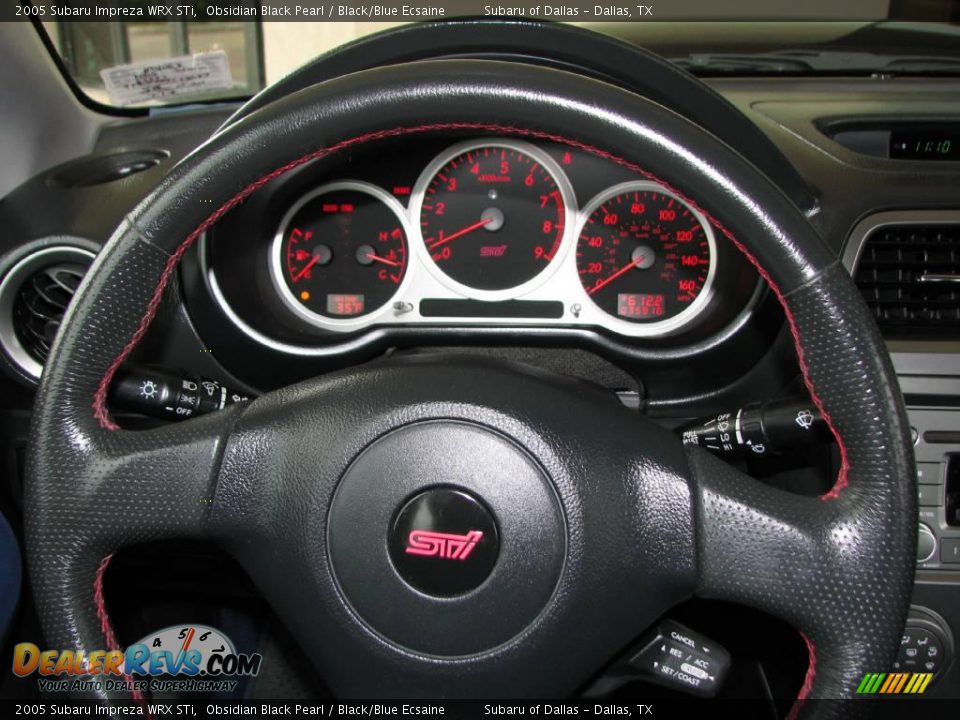 2005 Subaru Impreza WRX STi Obsidian Black Pearl / Black/Blue Ecsaine Photo #16
