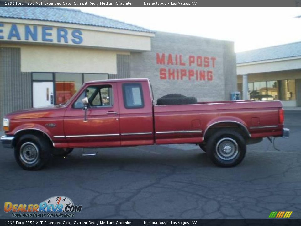 1992 Ford F250 XLT Extended Cab Currant Red / Medium Graphite Photo #3