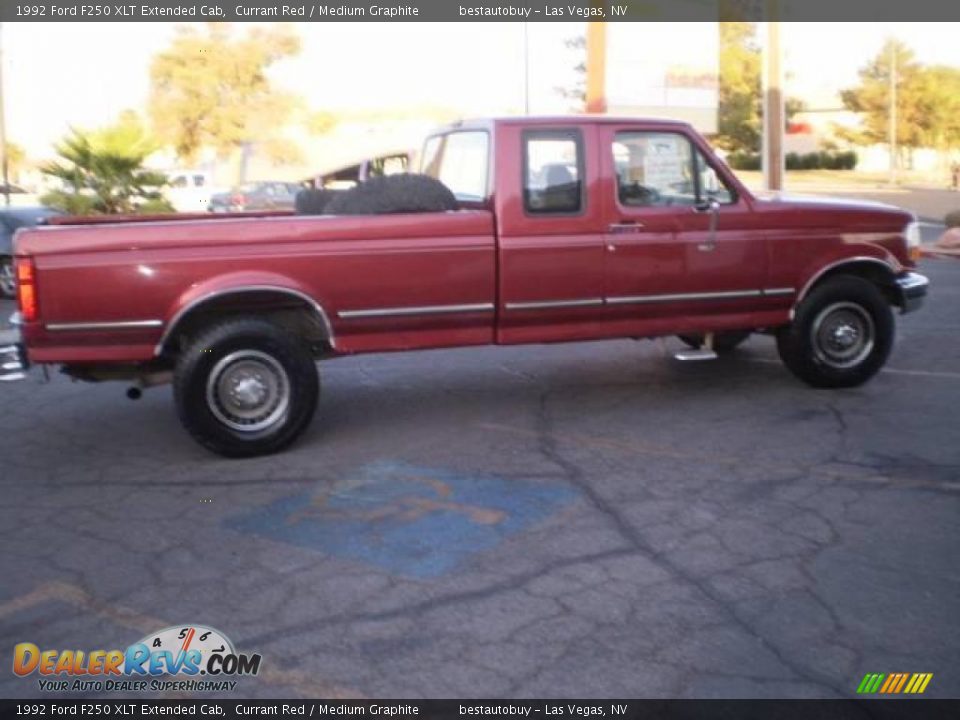 1992 Ford F250 XLT Extended Cab Currant Red / Medium Graphite Photo #10