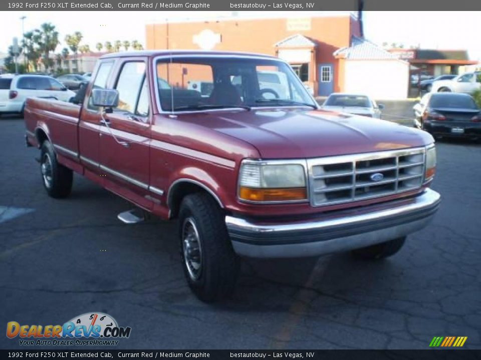 1992 Ford F250 XLT Extended Cab Currant Red / Medium Graphite Photo #12