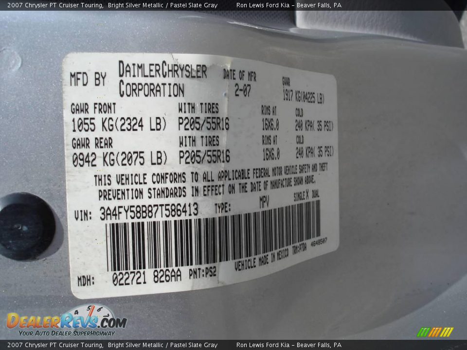 2007 Chrysler PT Cruiser Touring Bright Silver Metallic / Pastel Slate Gray Photo #9