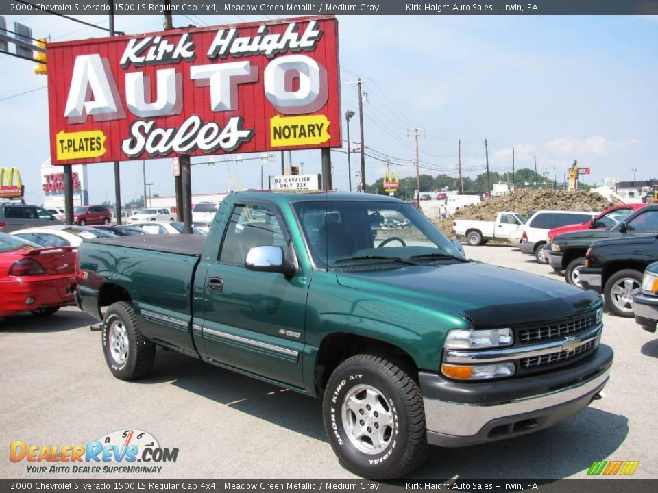 2000 Chevrolet Silverado 1500 LS Regular Cab 4x4 Meadow Green Metallic / Medium Gray Photo #1