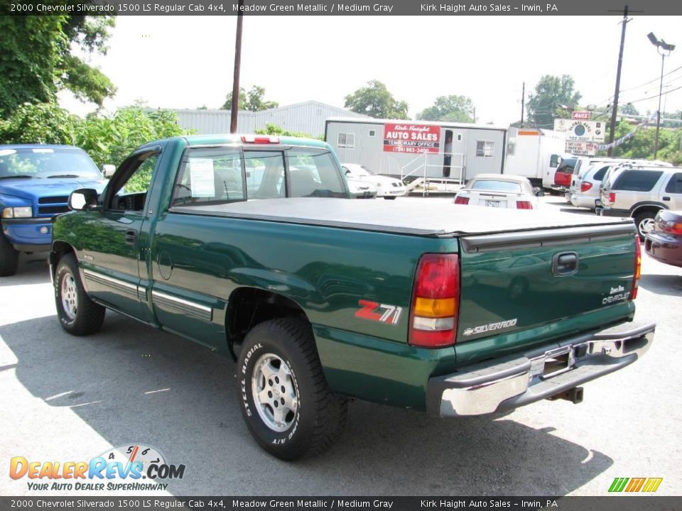 2000 Chevrolet Silverado 1500 LS Regular Cab 4x4 Meadow Green Metallic / Medium Gray Photo #7