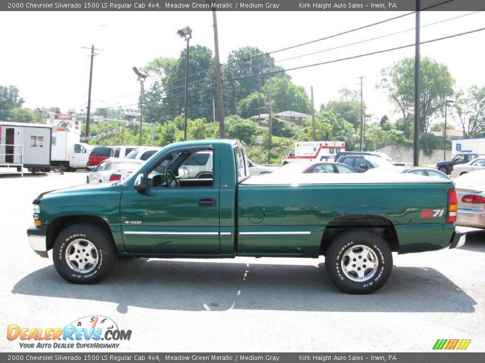 2000 Chevrolet Silverado 1500 LS Regular Cab 4x4 Meadow Green Metallic / Medium Gray Photo #8