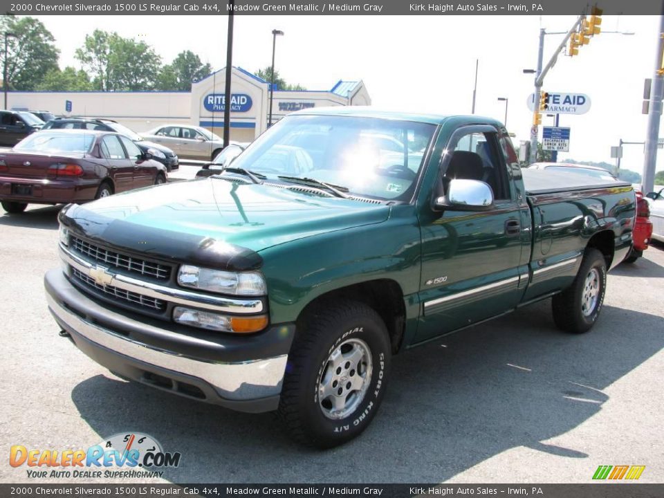 2000 Chevrolet Silverado 1500 LS Regular Cab 4x4 Meadow Green Metallic / Medium Gray Photo #9