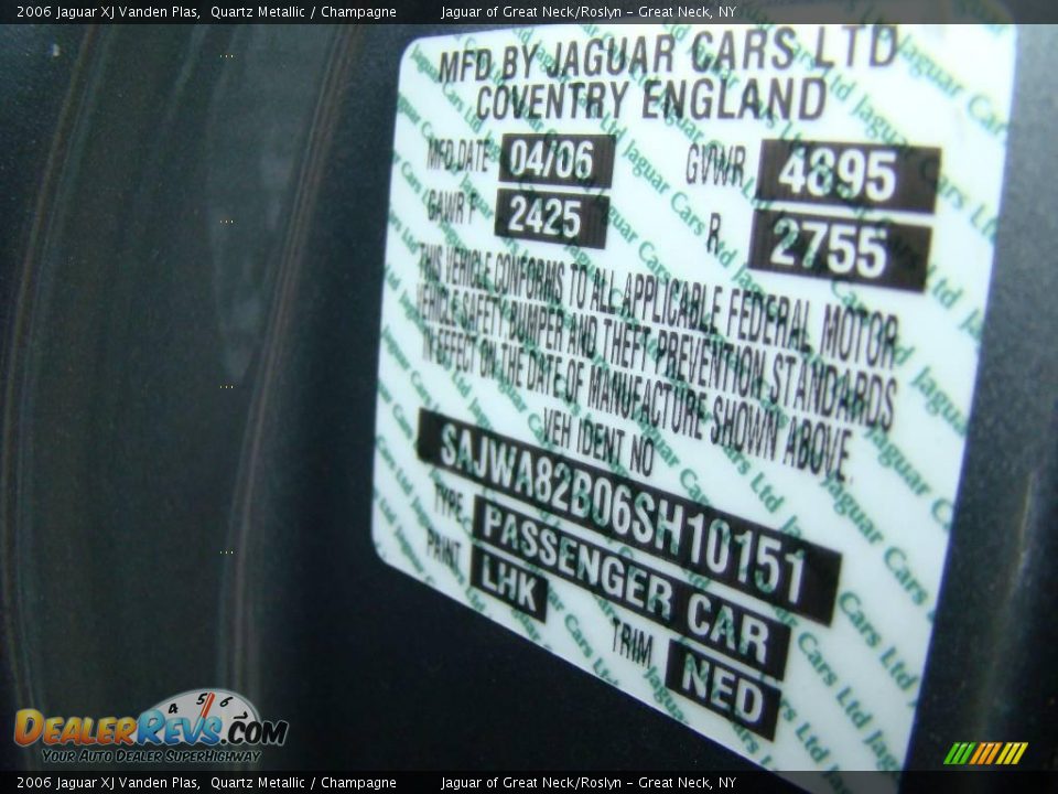 2006 Jaguar XJ Vanden Plas Quartz Metallic / Champagne Photo #28