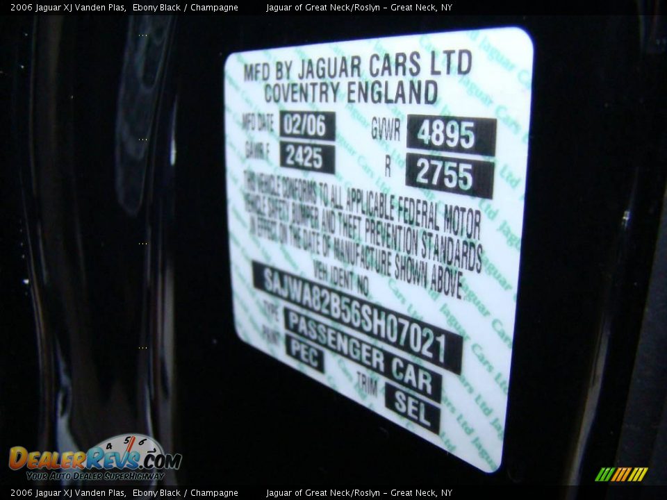 2006 Jaguar XJ Vanden Plas Ebony Black / Champagne Photo #26