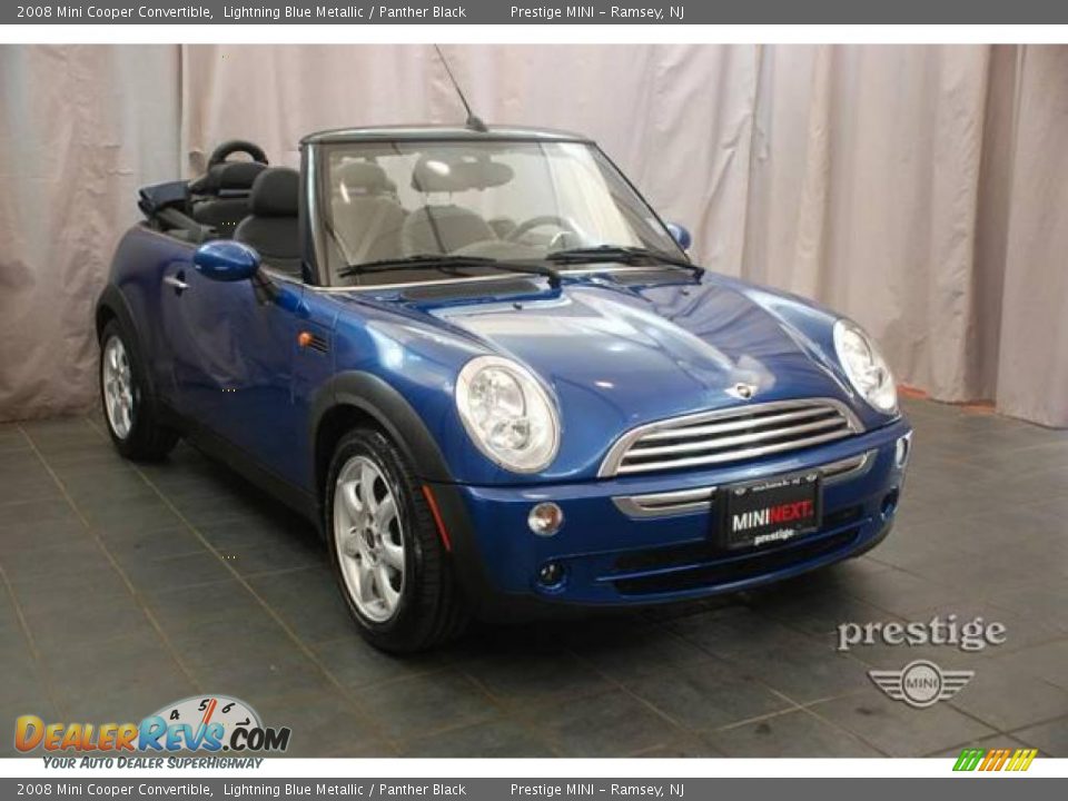 2008 Mini Cooper Convertible Lightning Blue Metallic / Panther Black Photo #6