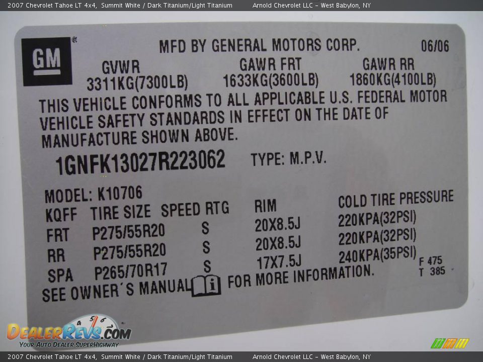 2007 Chevrolet Tahoe LT 4x4 Summit White / Dark Titanium/Light Titanium Photo #15