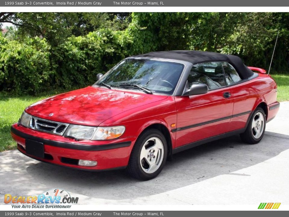 1999 Saab 9-3 Convertible Imola Red / Medium Gray Photo #1