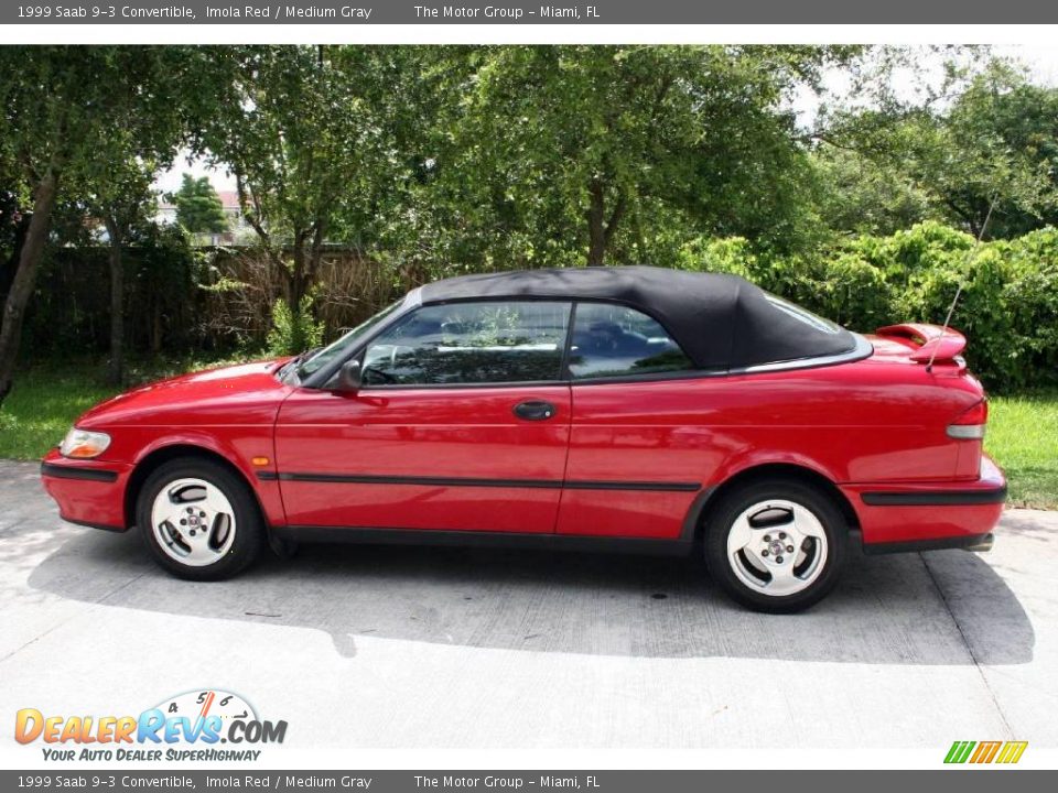 1999 Saab 9-3 Convertible Imola Red / Medium Gray Photo #3