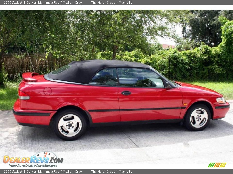 1999 Saab 9-3 Convertible Imola Red / Medium Gray Photo #9