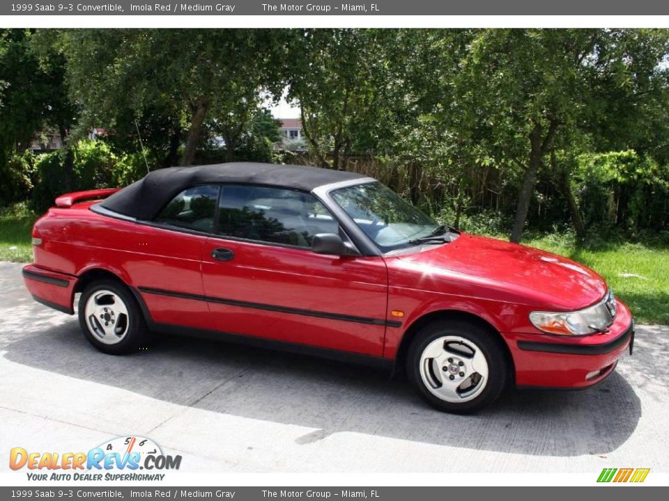 1999 Saab 9-3 Convertible Imola Red / Medium Gray Photo #11